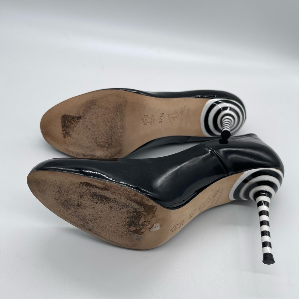 Salvatore Ferragamo Patent Leather/ Stripped Heels - Picture 5 of 8
